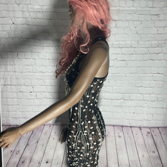 Size Small Black Transparent Dress with White Polk a dots “Papaya” - Picture 4 of 5